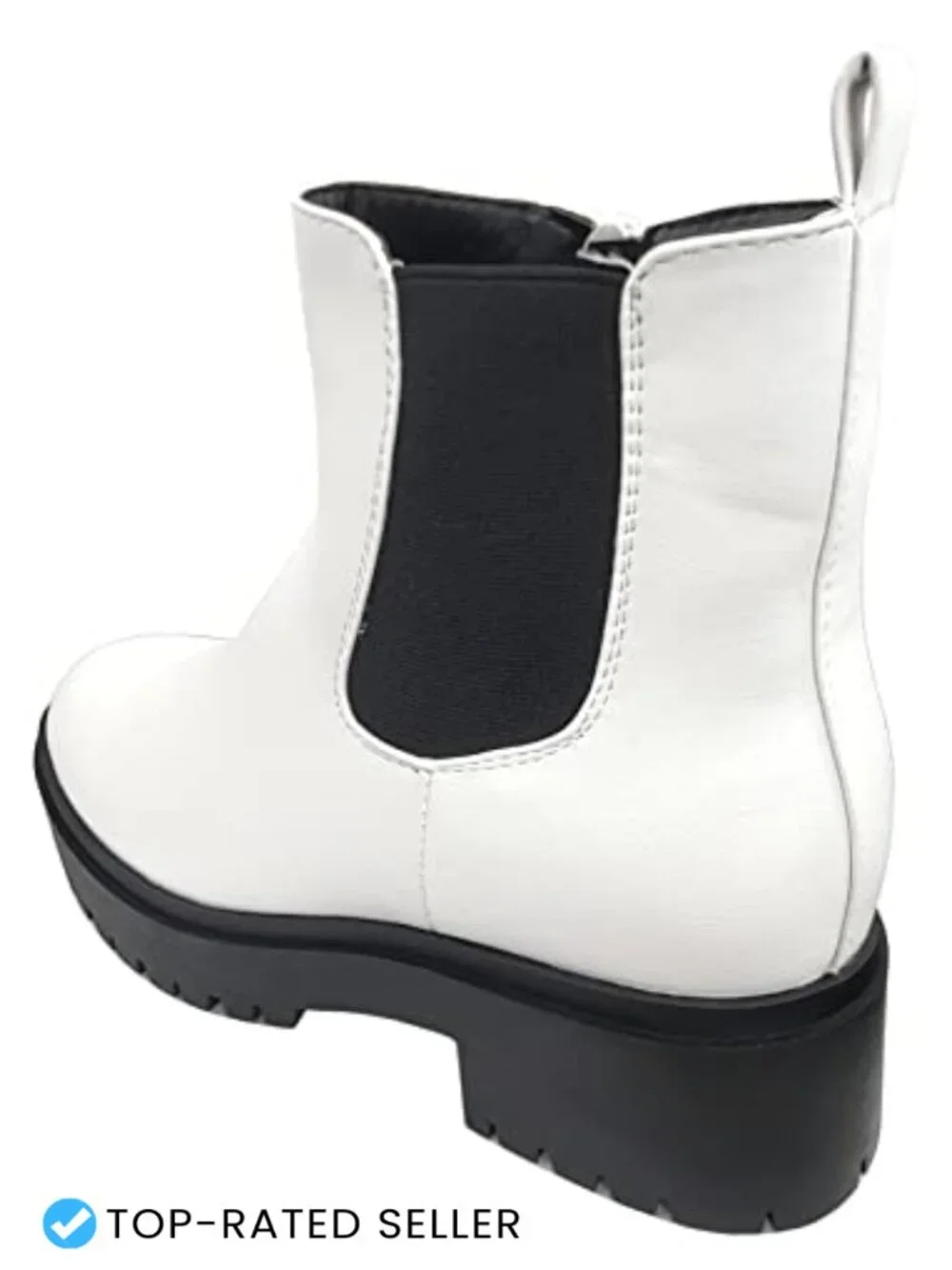 Women's Faux Leather Chelsea Ankle Bootie with Chunky Heel